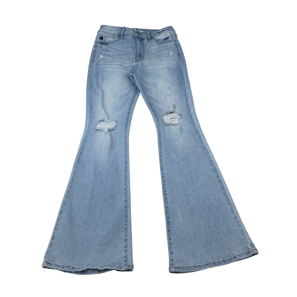 KanCan KC7189L Flare Jeans Women 9/28 Light Wash Distressed High Rise Stretch